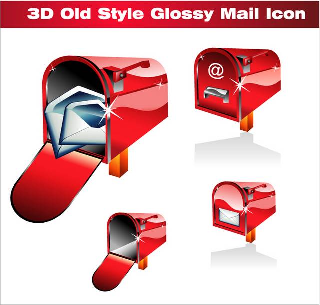 红色3D邮箱图标