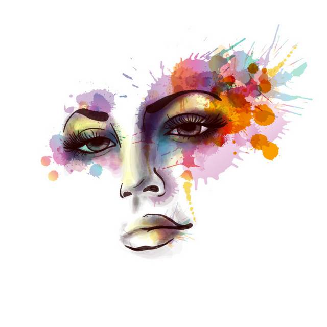 手绘墨迹女人插画