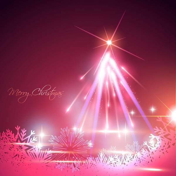 炫彩光线圣诞树矢量图下载