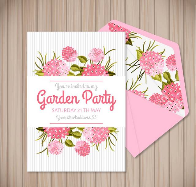粉色花园派对邀请卡