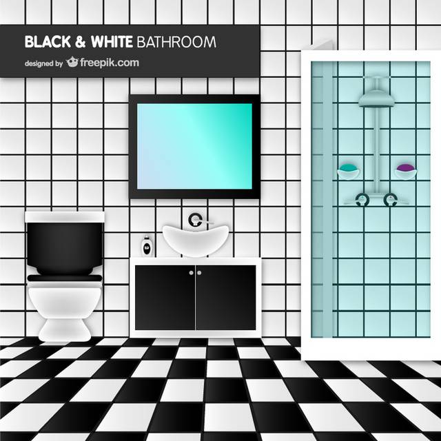 黑白拼色浴室设计