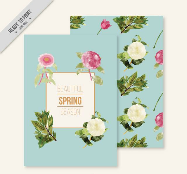 淡雅春季花卉卡片