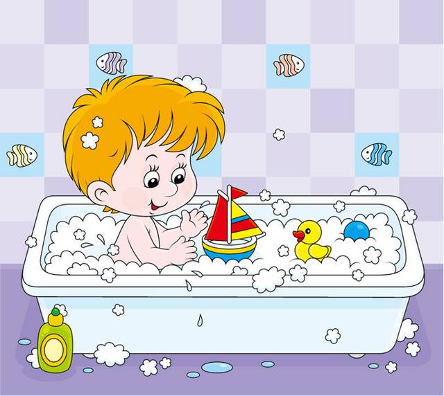 洗澡的小男孩