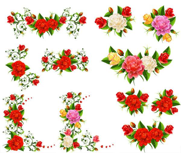 玫瑰花与花纹装饰