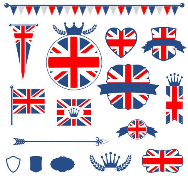 英国国旗主题标签矢量素材