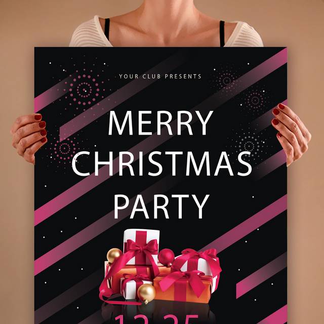 黑色精美创意圣诞海报
