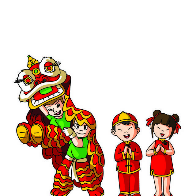 欢度春节舞狮传统文化素材
