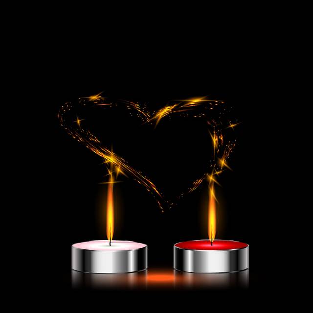 蜡烛和爱心矢量