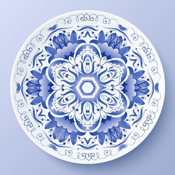 蓝色花朵圆盘