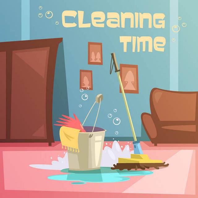家庭清扫卫生插画