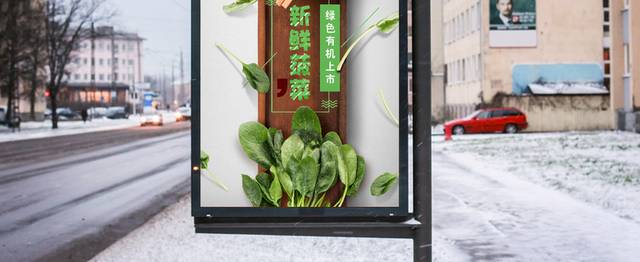 新鲜菠菜创意海报