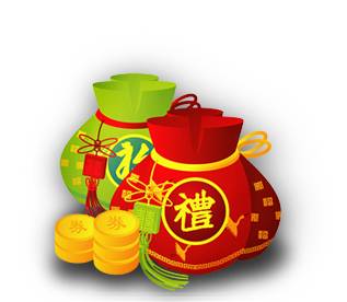 新年金币福袋卡通兔子金色钱袋素材