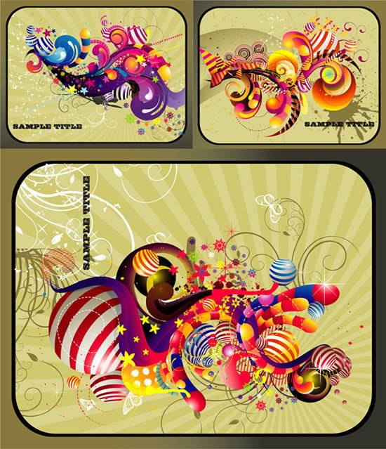 炫彩抽象花纹卡片设计