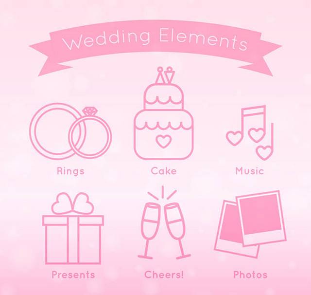 粉色婚礼元素图标