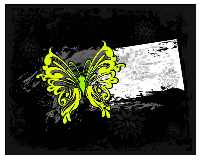 绿色抽象蝴蝶图案
