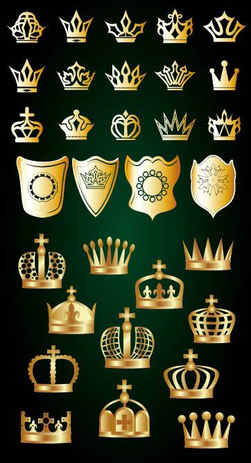 金色皇冠和盾牌