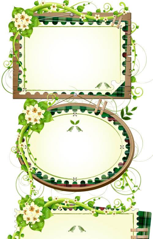 绿色藤边装饰文本框