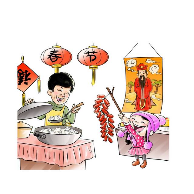 春节吃饺子人物素材