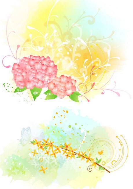 淡彩花卉矢量2