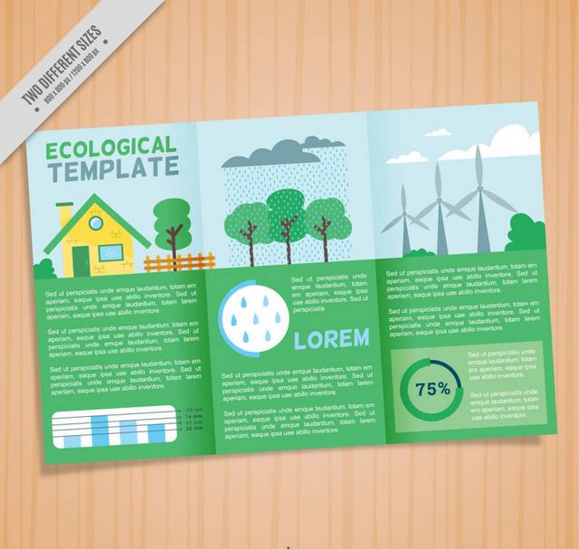 绿色三折页矢量