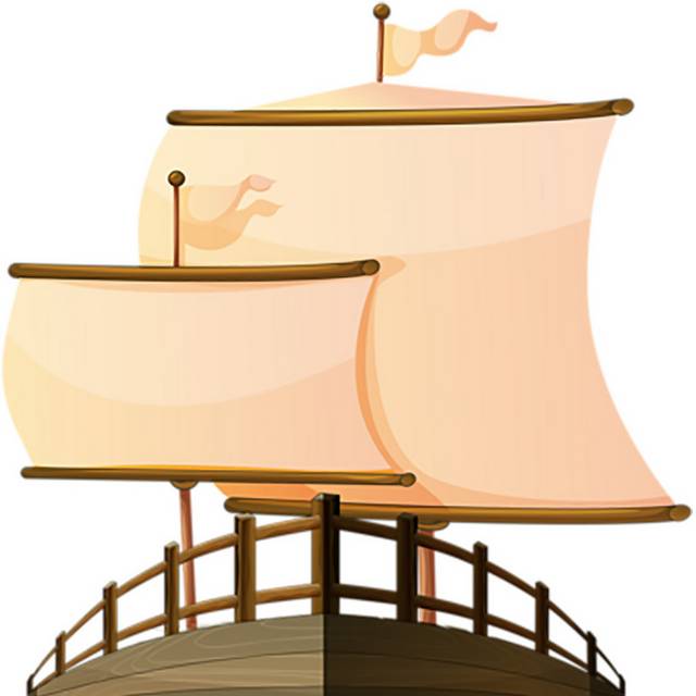 卡通木制帆船