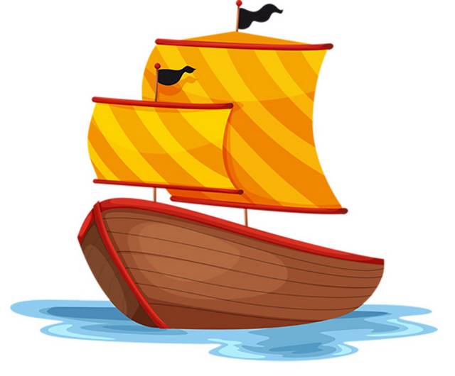 小型木制帆船插画