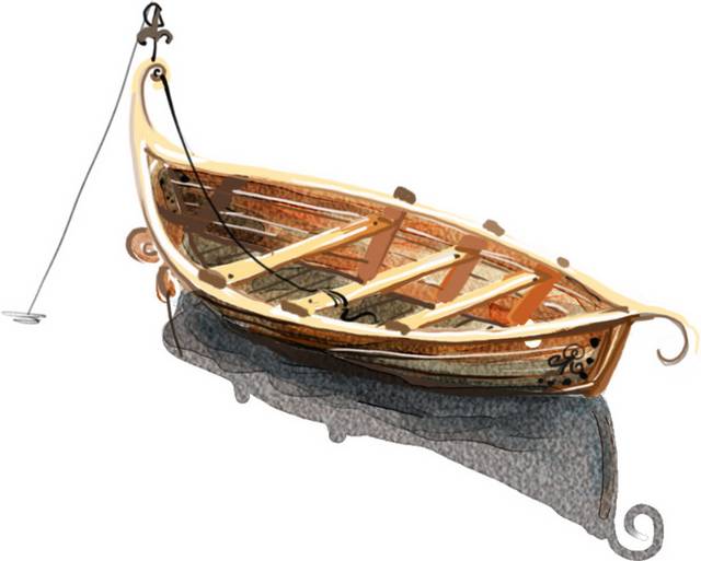插画古典小船