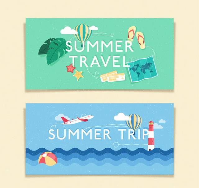 简约卡通夏季旅游banner