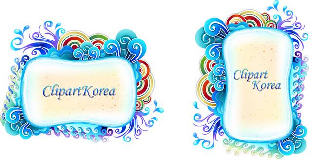 蓝色韩国花纹边框