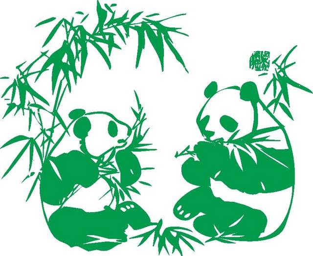绿色卡通熊猫素材