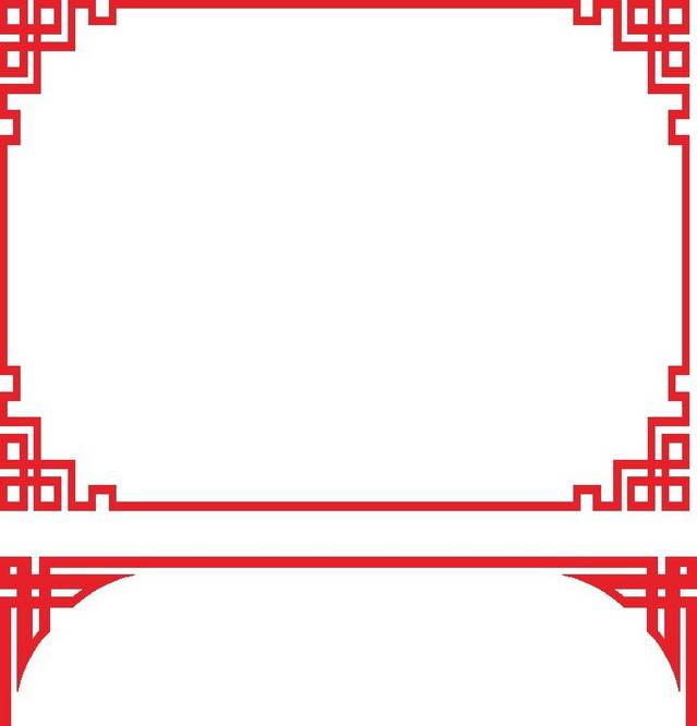 红色中式窗格素材