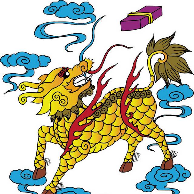 手绘麒麟分层
