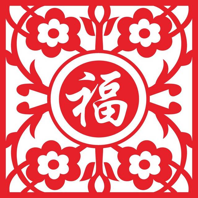 大红窗格素材