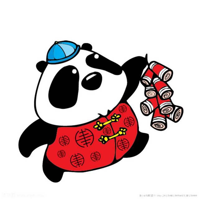 春节喜庆熊猫放鞭炮素材