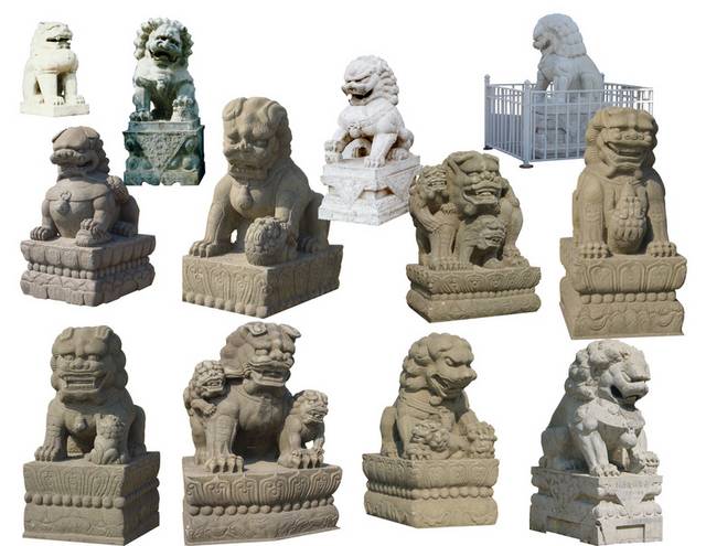 中国风石狮子雕塑素材
