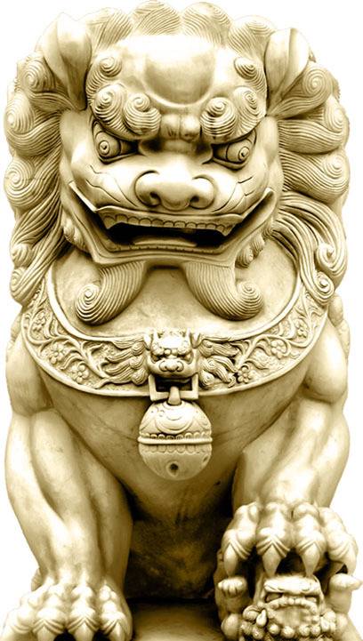中国复风古石狮子雕塑素材