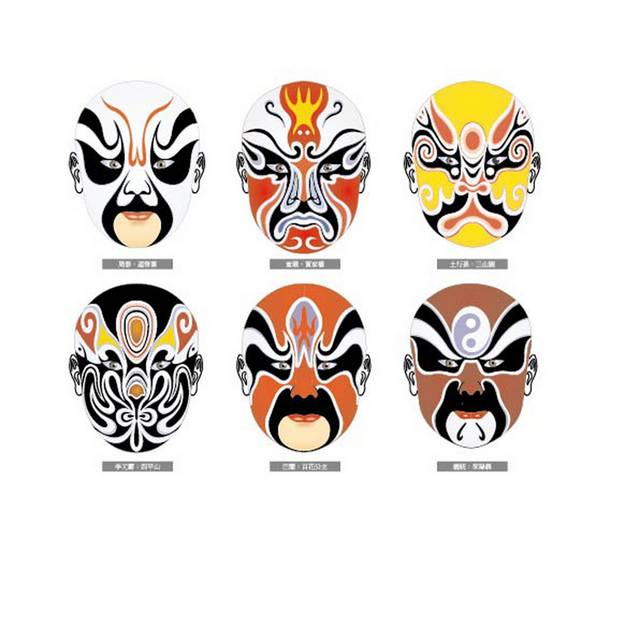 六个京剧人物脸谱