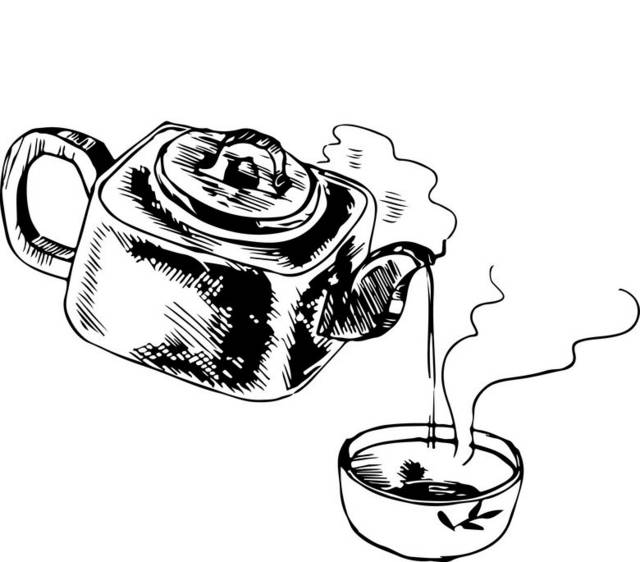 手绘茶壶茶杯素材下载