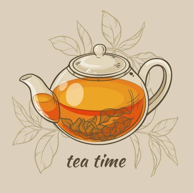 卡通茶壶茶杯元素