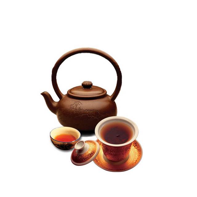 中式茶壶和茶杯素材