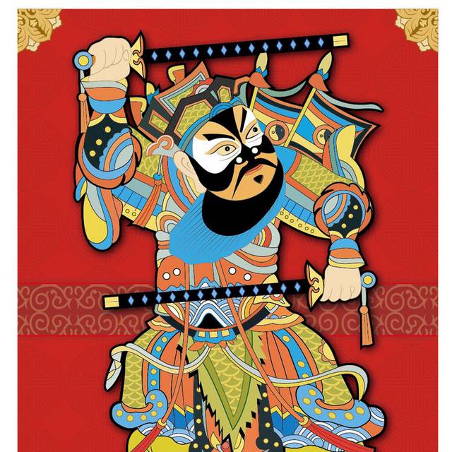矢量卡通门神素材