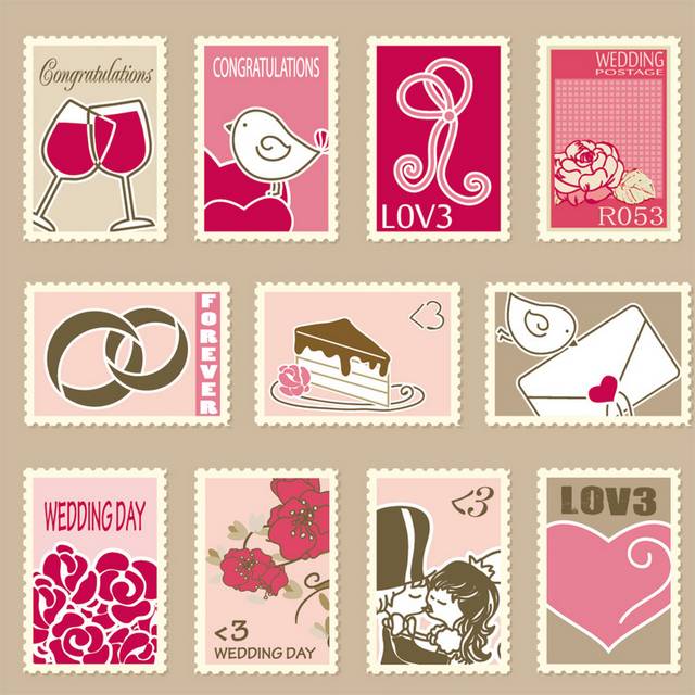 情人节粉红邮票