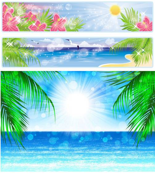 粉色热带风景插图