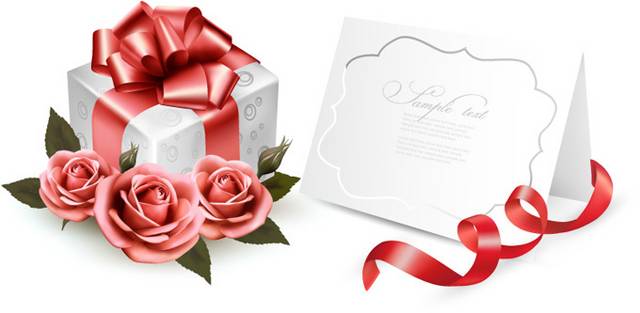 情人节玫瑰礼物盒与卡片