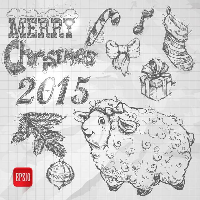 手绘羊年圣诞元素