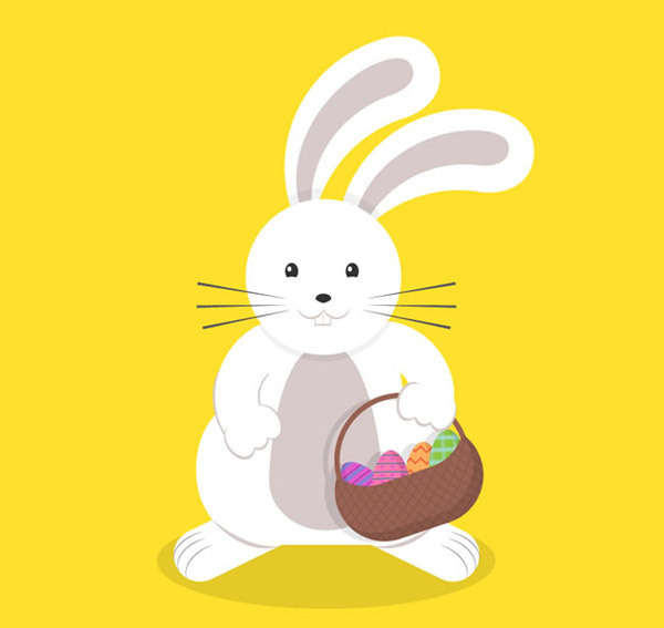 复活节挎篮子兔子