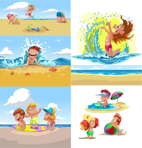 卡通儿童夏季沙滩