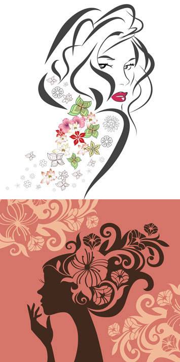 花之女性剪影