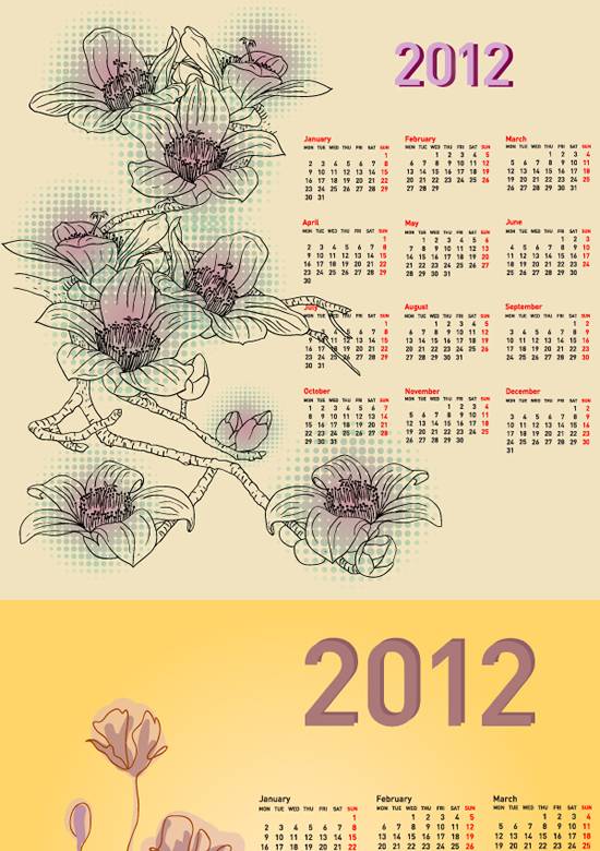 花卉线稿2012年历