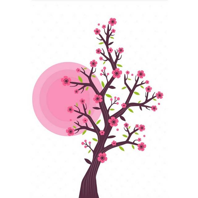 手绘桃树
